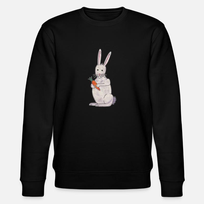 cute rabbit rabbit with carrot - Stanley/Stella CHANGER Unisex Organic Sweatshirt - black