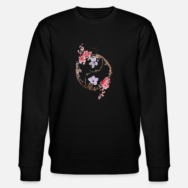 YinYangFlowers - Stanley/Stella Unisex Bio-Sweatshirt CHANGER  - Schwarz