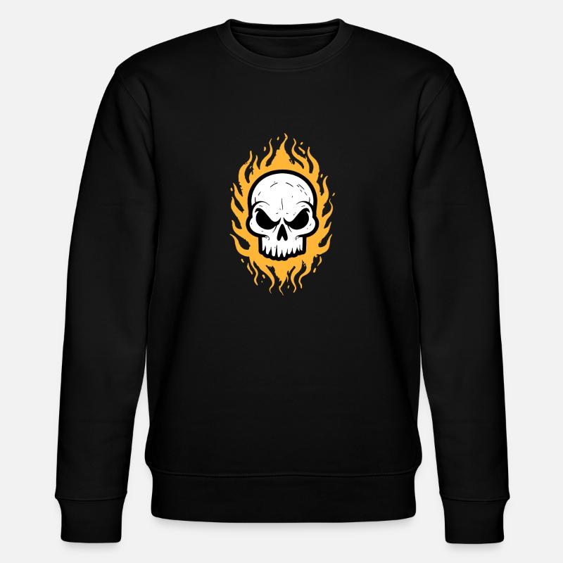 Flammen Totenkopf - Stanley/Stella Unisex Bio-Sweatshirt CHANGER  - Schwarz