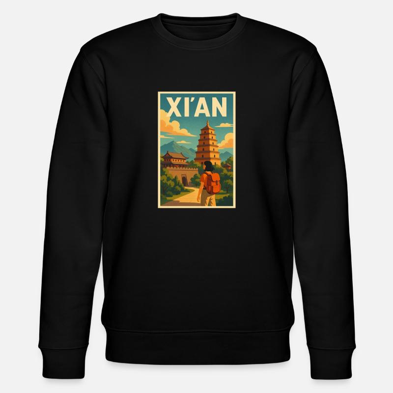Xian Retro Poster Design - Stanley/Stella Unisex Bio-Sweatshirt CHANGER - Schwarz