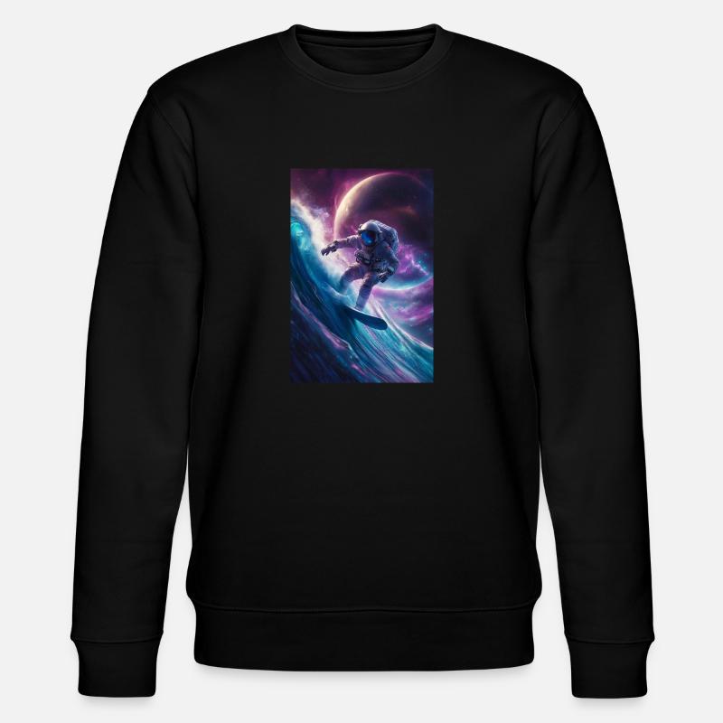 Galaktischer surfender Astronaut - Stanley/Stella Unisex Bio-Sweatshirt CHANGER  - Schwarz