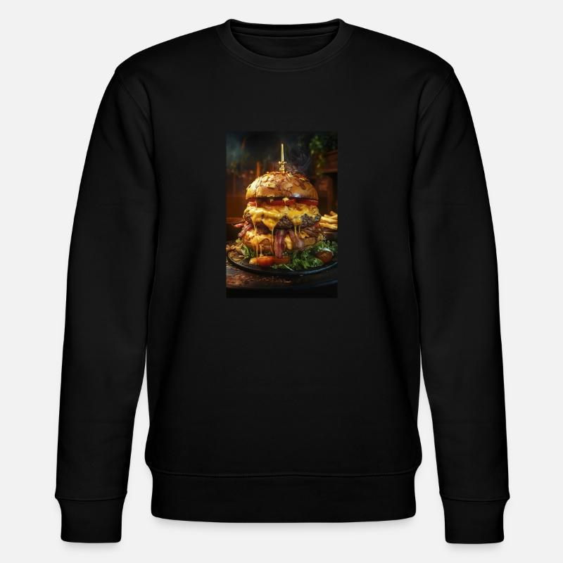 Epic Bacon Cheese Burger Stack - Stanley/Stella CHANGER Unisex Organic Sweatshirt - black
