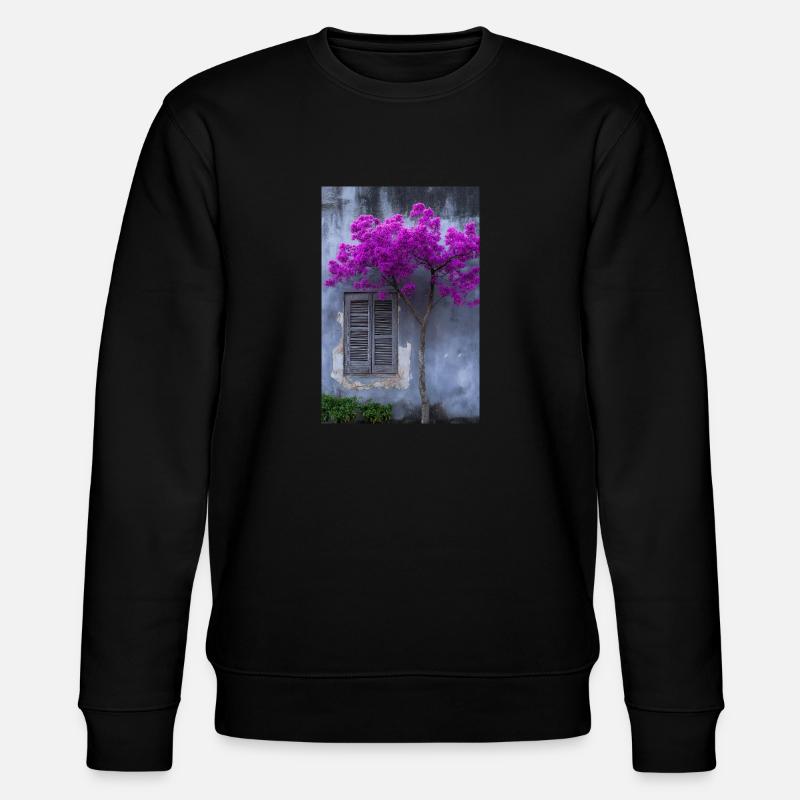 Vibrant Blossom Against Rustic Wall - Stanley/Stella CHANGER Unisex Organic Sweatshirt - black
