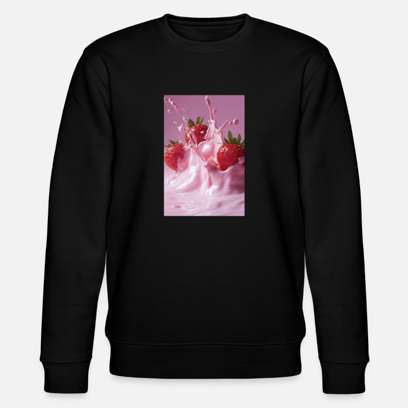 Erdbeeren in Pink Splash - Stanley/Stella Unisex Bio-Sweatshirt CHANGER  - Schwarz