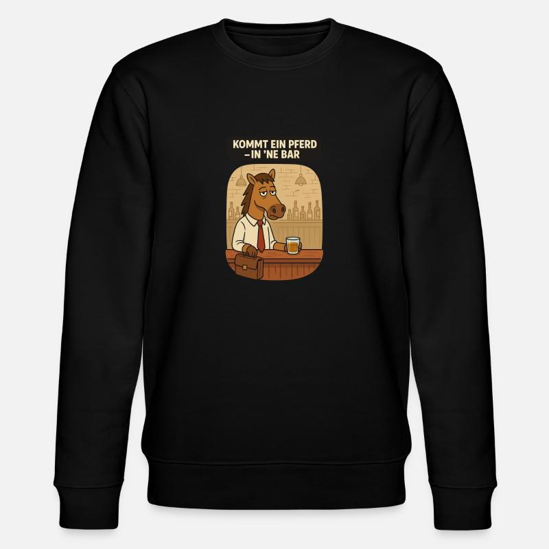 Pferd in Bar Spruch - Stanley/Stella Unisex Bio-Sweatshirt CHANGER  - Schwarz