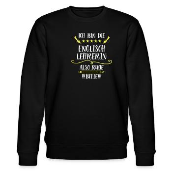 Englisch Lehrerin Lustiger Lehrer Spruch English - Stanley/Stella Unisex Bio-Sweatshirt CHANGER  - Schwarz - Vorne - Nik (191cm) & Marisol (170cm)