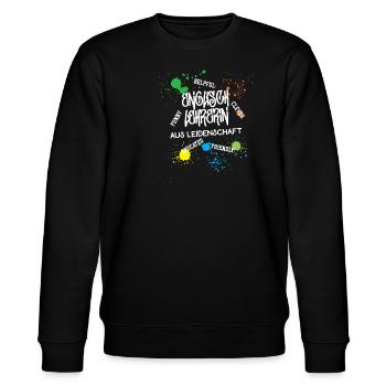 Englischlehrerin aus Leidenschaft Beruf Lehrerin - Stanley/Stella Unisex Bio-Sweatshirt CHANGER  - Schwarz - Vorne - Nik (191cm) & Marisol (170cm)