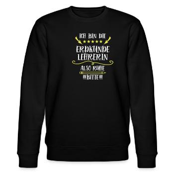 Erdkunde Lehrerin Geolehrerin Erdkundelehrerin - Stanley/Stella Unisex Bio-Sweatshirt CHANGER  - Schwarz - Vorne - Nik (191cm) & Marisol (170cm)