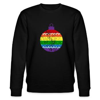 Regenbogen Weihnachtskugel Queer Gay Pride - Stanley/Stella Unisex Bio-Sweatshirt CHANGER  - Schwarz - Vorne - Nik (191cm) & Marisol (170cm)