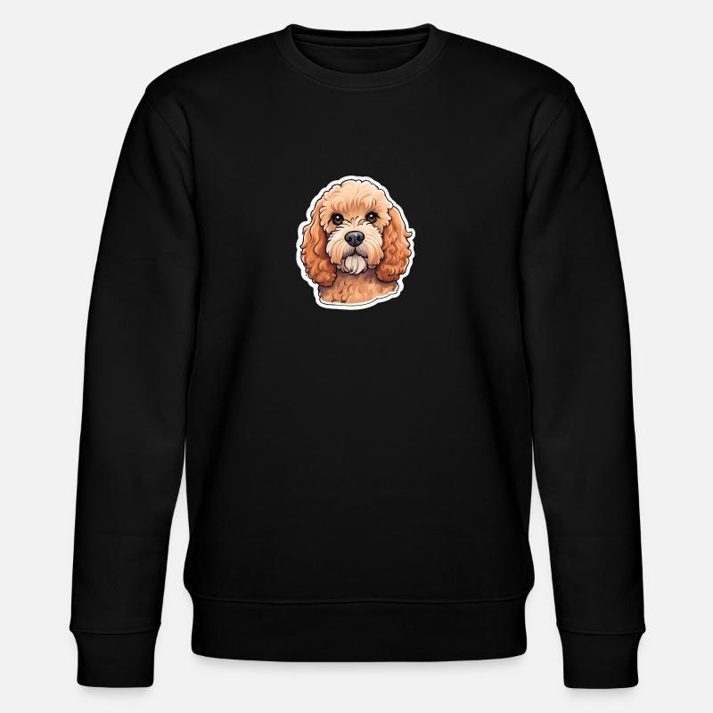 Fröhliches niedliches cavapoo-Illustrationsporträt - Stanley/Stella Unisex Bio-Sweatshirt CHANGER - Schwarz