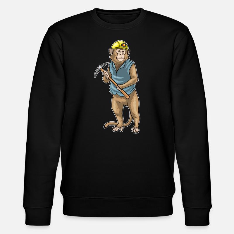Monkey Miner Pickaxe Mining - Stanley/Stella CHANGER Unisex Organic Sweatshirt - black