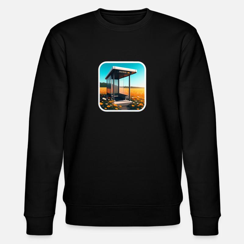 Bus stop in a field. - Stanley/Stella Unisex Bio-Sweatshirt CHANGER  - Schwarz