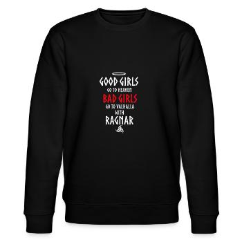 Good Girls Go To Heaven Bad Girls Go To Valhalla W - Stanley/Stella Unisex Bio-Sweatshirt CHANGER  - Schwarz - Vorne - Nik (191cm) & Marisol (170cm)