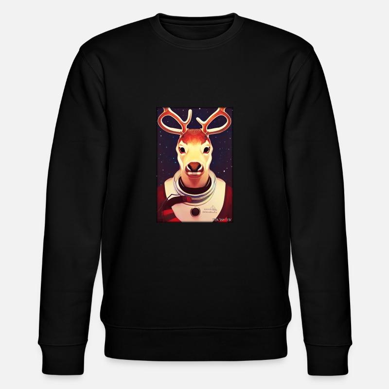 Reindeer Astronaut Future Sci-Fi Technology - Stanley/Stella CHANGER Unisex Organic Sweatshirt - black