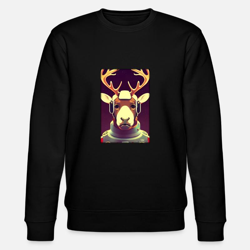Reindeer Astronaut Future Sci-Fi Technology - Stanley/Stella CHANGER Unisex Organic Sweatshirt - black