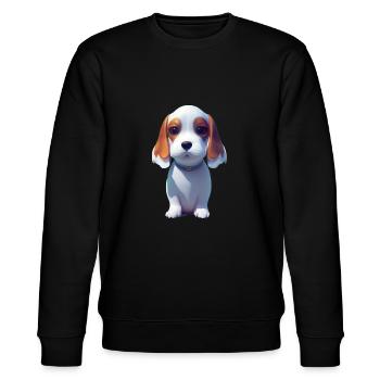 Basset Hound Hund - Basset Hound - Stanley/Stella Unisex Bio-Sweatshirt CHANGER  - Schwarz - Vorne - Nik (191cm) & Marisol (170cm)