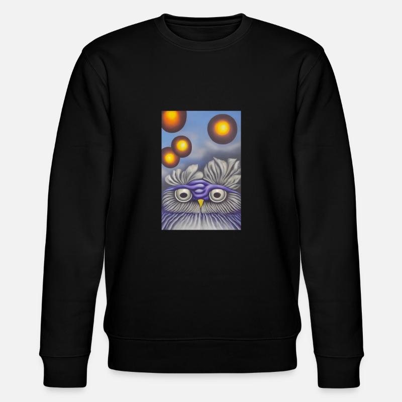 Eule mit Mond - Stanley/Stella Unisex Bio-Sweatshirt CHANGER  - Schwarz