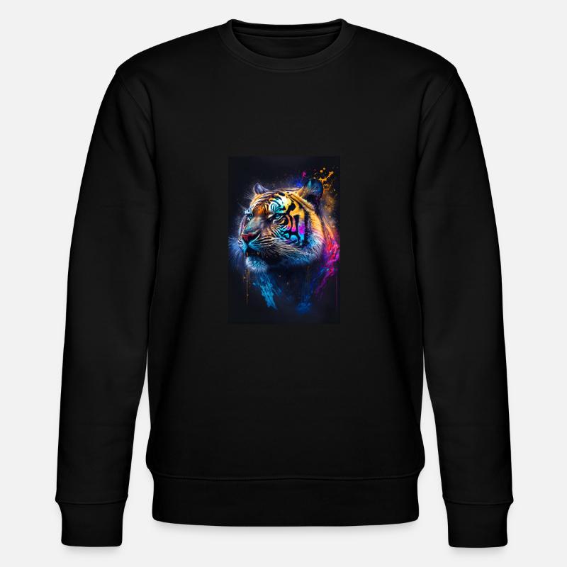 Farbiger Tiger mit Klecksen - Stanley/Stella Unisex Bio-Sweatshirt CHANGER  - Schwarz