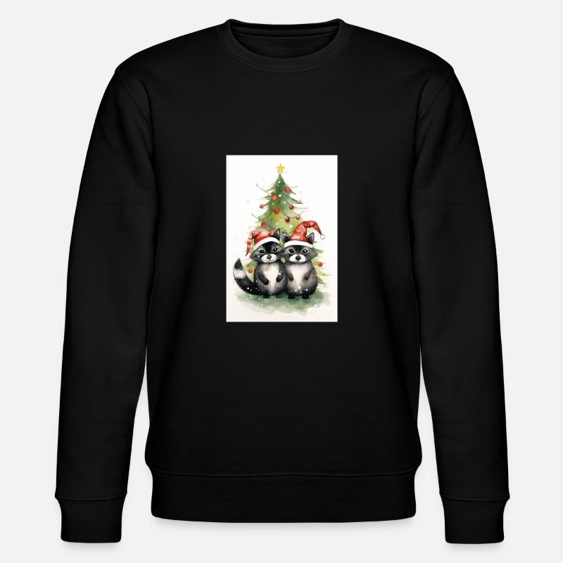 Weihnachtswaschbären - Stanley/Stella Unisex Bio-Sweatshirt CHANGER  - Schwarz