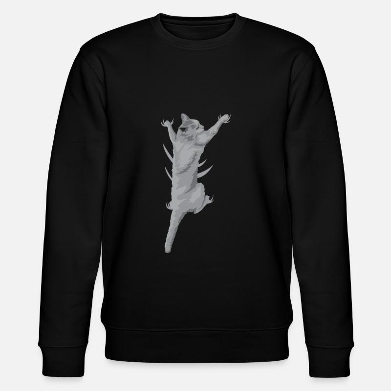 Cat Climbing 3D (cat) - Stanley/Stella CHANGER Unisex Organic Sweatshirt - black