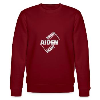Geschenk für Aiden - Stanley/Stella Unisex Bio-Sweatshirt CHANGER  - Burgunderrot - Vorne - Nik (191cm) & Marisol (170cm)