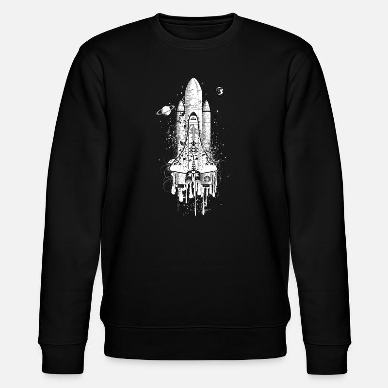fantasievoll gestaltetes Space Shuttle - Stanley/Stella Unisex Bio-Sweatshirt CHANGER  - Schwarz