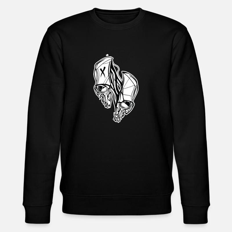 Split Skull // Illustration - Stanley/Stella CHANGER Unisex Organic Sweatshirt - black
