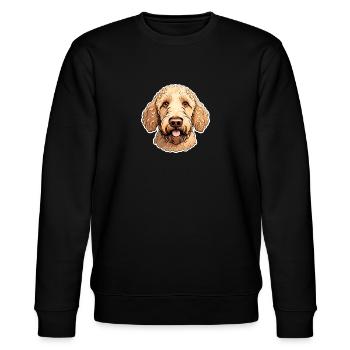 Cheerful cute labradoodle illustration portrait - Stanley/Stella CHANGER Unisex Organic Sweatshirt - black - Front - Nik (191cm) & Marisol (170cm)
