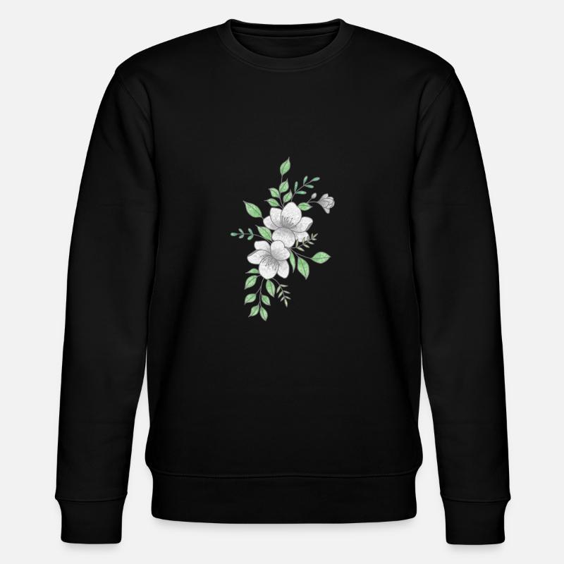 Fleur blanche et grise - Sweat bio CHANGER Stanley/Stella Unisexe - noir