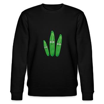 gurken familie,gurken,gurke,salatgurke, nerd - Stanley/Stella Unisex Bio-Sweatshirt CHANGER  - Schwarz - Vorne - Nik (191cm) & Marisol (170cm)