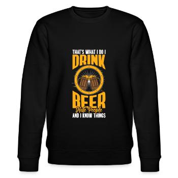 Sarcasm People Misanthropy Common - Stanley/Stella CHANGER Unisex Organic Sweatshirt - black - Front - Nik (191cm) & Marisol (170cm)