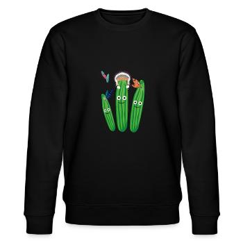 gurken,gurke,indianer, Federn, federschmuck - Stanley/Stella Unisex Bio-Sweatshirt CHANGER  - Schwarz - Vorne - Nik (191cm) & Marisol (170cm)