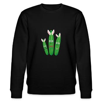 gurken trio,gurken,gurke,salatgurke,bunnys, hasen - Stanley/Stella Unisex Bio-Sweatshirt CHANGER  - Schwarz - Vorne - Nik (191cm) & Marisol (170cm)