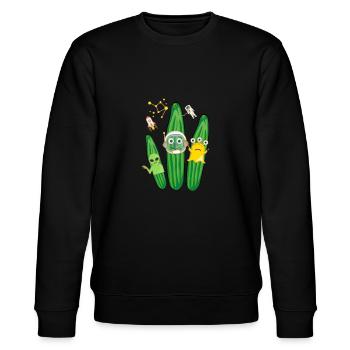 gurken trio,gurken,gurke,salatgurke,Weltall, alien - Stanley/Stella Unisex Bio-Sweatshirt CHANGER  - Schwarz - Vorne - Nik (191cm) & Marisol (170cm)