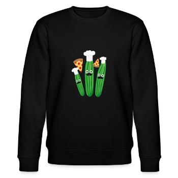 Pizza,gurke , Gurken, Italiener,italo, Italien - Stanley/Stella Unisex Bio-Sweatshirt CHANGER  - Schwarz - Vorne - Nik (191cm) & Marisol (170cm)