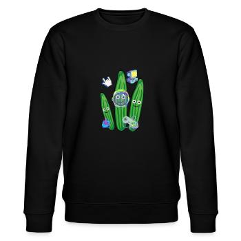 gurken, trio, Nerds, Nerd, Geek, Konsole,gamer - Stanley/Stella Unisex Bio-Sweatshirt CHANGER  - Schwarz - Vorne - Nik (191cm) & Marisol (170cm)