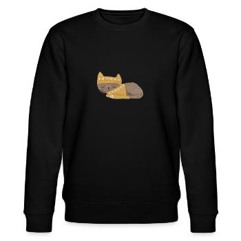 Schlafende Katze mit gelber Mütze Sticker - Stanley/Stella Unisex Bio-Sweatshirt CHANGER  - Schwarz - Vorne - Nik (191cm) & Marisol (170cm)