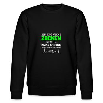 Herzschlag Controller Gaming Gamer Geschenk Spruch - Stanley/Stella Unisex Bio-Sweatshirt CHANGER  - Schwarz - Vorne - Nik (191cm) & Marisol (170cm)