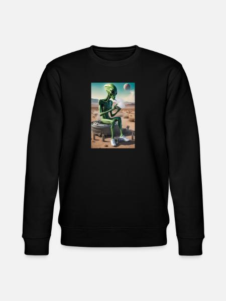 Alien dampft in Wüstensand - Stanley/Stella Unisex Bio-Sweatshirt CHANGER  - Schwarz