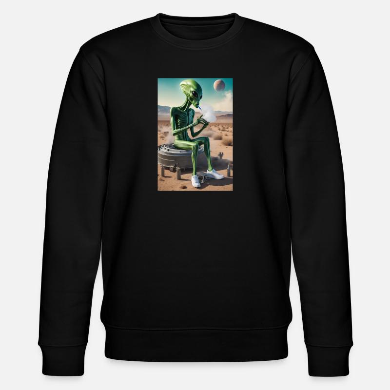 Alien dampft in Wüstensand - Stanley/Stella Unisex Bio-Sweatshirt CHANGER  - Schwarz