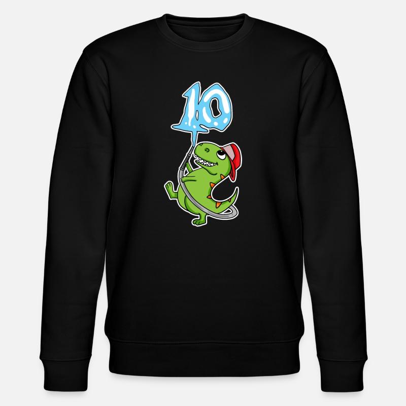 10th Birthday Dinosaur - Stanley/Stella CHANGER Unisex Organic Sweatshirt - black