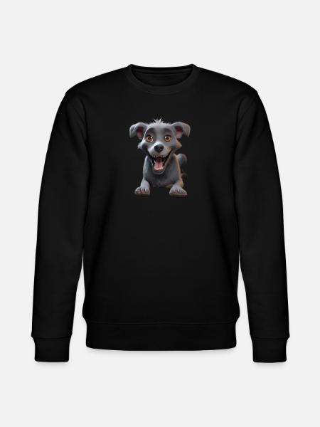 Grinning Grey Pup Adventure - Stanley/Stella CHANGER Unisex Organic Sweatshirt - black