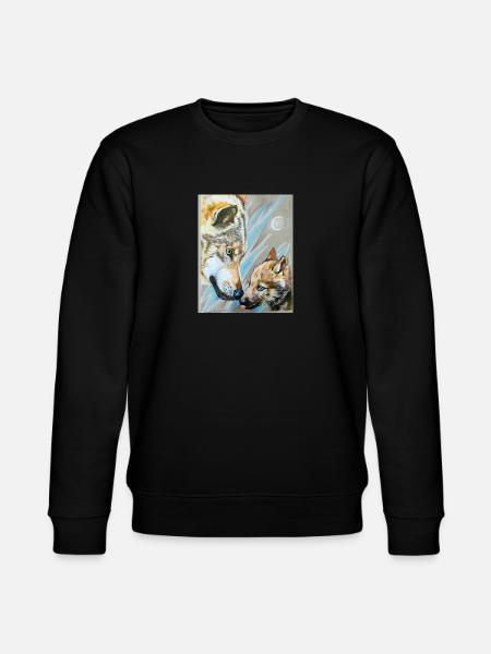 Wolfmama und Wolfjunges - Stanley/Stella Unisex Bio-Sweatshirt CHANGER  - Schwarz