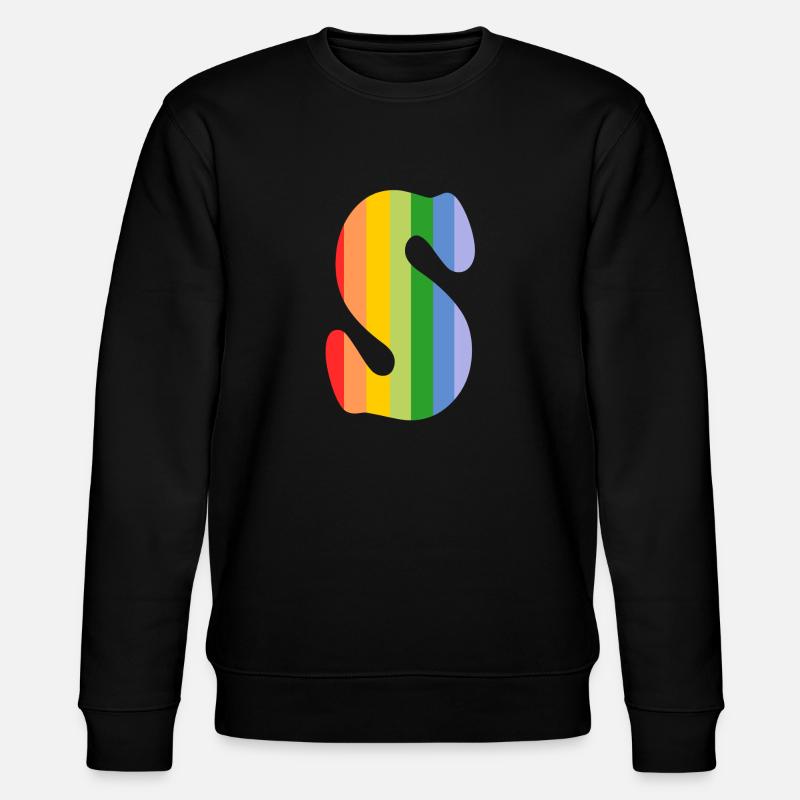Buchstabe S Regenbogen - Stanley/Stella Unisex Bio-Sweatshirt CHANGER  - Schwarz
