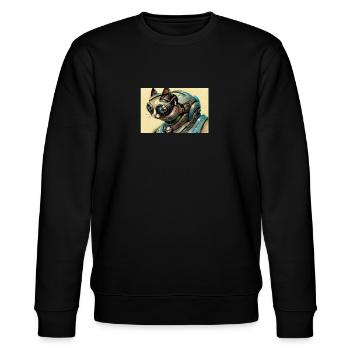 cyborg cat - Stanley/Stella CHANGER Unisex Organic Sweatshirt - black - Front - Nik (191cm) & Marisol (170cm)