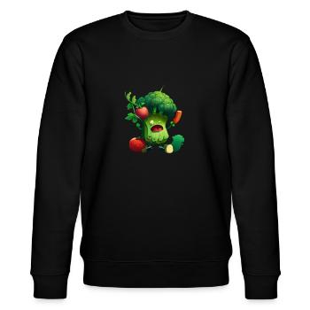 Crazy Veggie Brokkoli - Stanley/Stella Unisex Bio-Sweatshirt CHANGER  - Schwarz - Vorne - Nik (191cm) & Marisol (170cm)