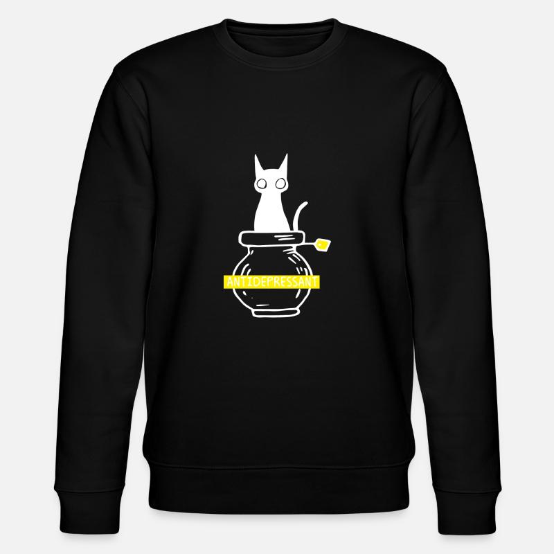 Antidepressant gift cat pets - Stanley/Stella CHANGER Unisex Organic Sweatshirt - black