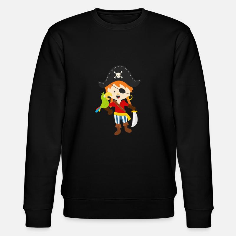 Pirat und Papagei - Stanley/Stella Unisex Bio-Sweatshirt CHANGER  - Schwarz