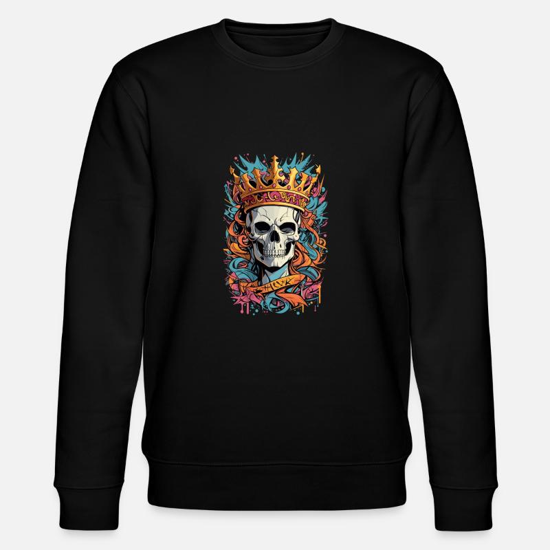 Totenkopf mit Krone - Stanley/Stella Unisex Bio-Sweatshirt CHANGER  - Schwarz