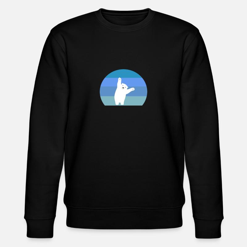 Retro Polarbär Eisbär - Stanley/Stella Unisex Bio-Sweatshirt CHANGER  - Schwarz